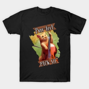 Cat Playing Cello "Purr-fect Meow-sic" T-Shirt
